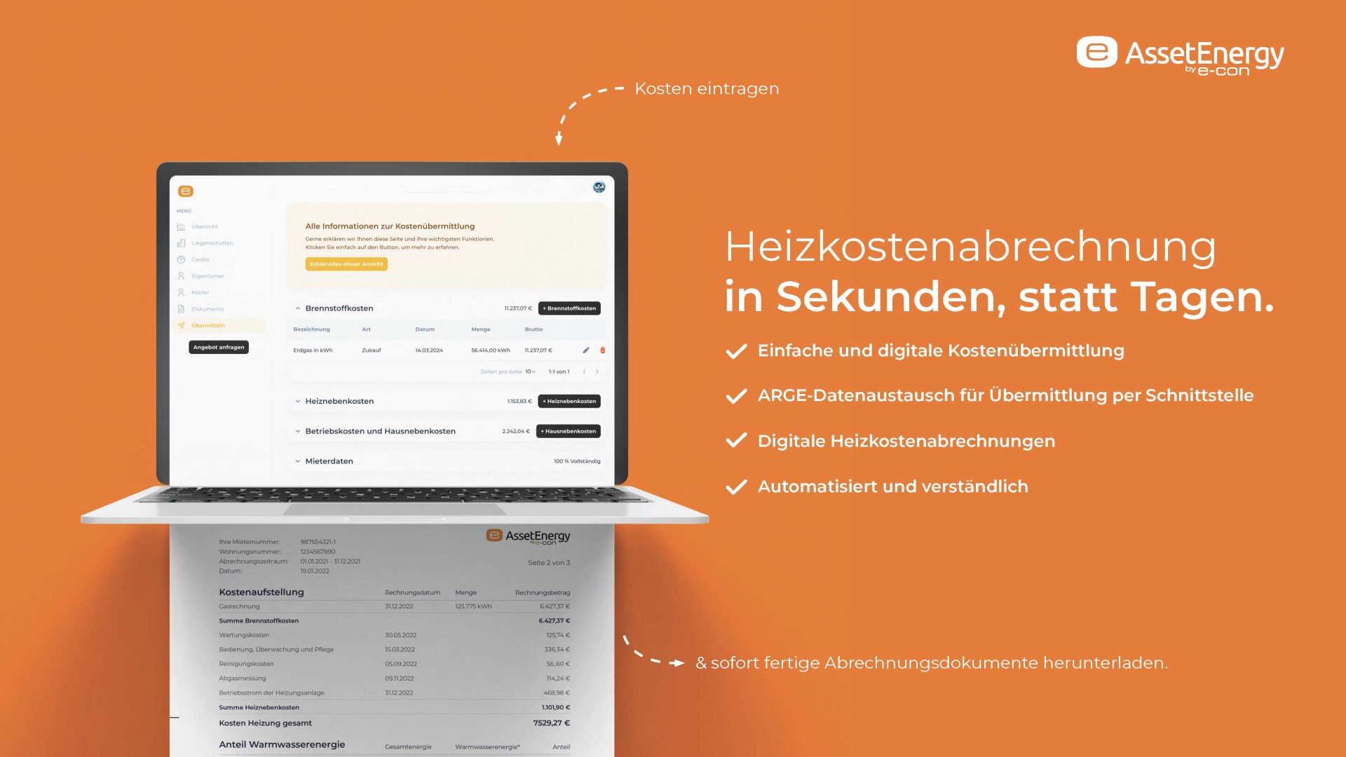 Onlineportal für einen Messdienstleister und die Abrechnung wird direkt erstellt.